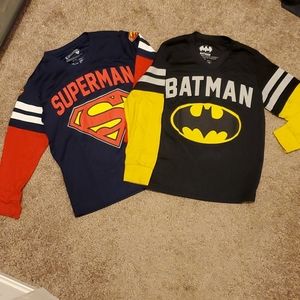 2 Long Sleeved Tees Batman & Superman